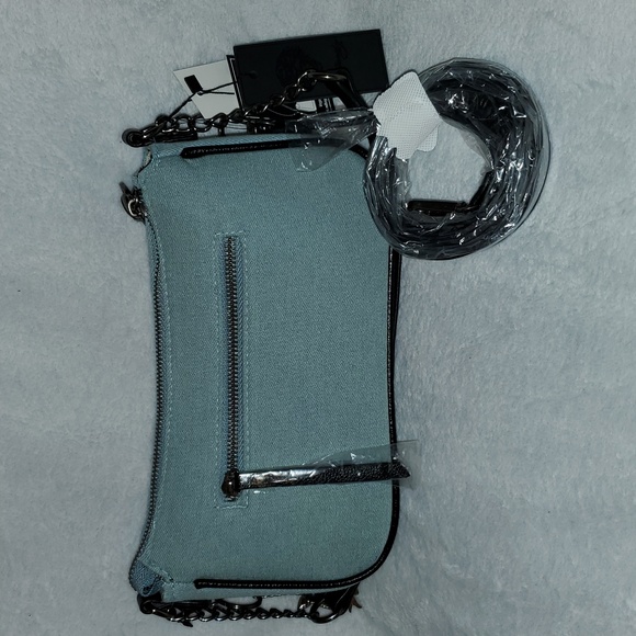 NWT Ed Hardy Denim Rhinestone Skull Crossbody Bag - Picture 2 of 14